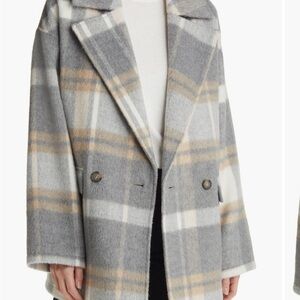 Plaid Gray Wool-Blend Coat